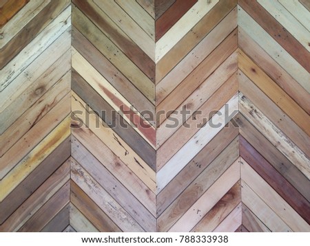 Brown wooden boards in chevron pattern
