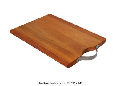 Brown wooden cutting board isolated on white background - Shutterstock ID 717347341