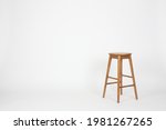 brown wooden stool on clean white background. Taken in photo studio