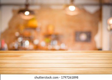 Brown Wooden Table On Coffee Shop Stock Photo 1797261898 | Shutterstock