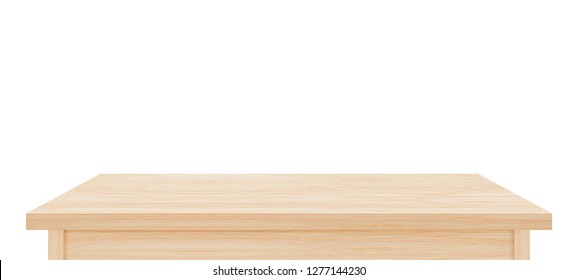 Brown wooden table top isolated on white background. Used for display or montage your products - Shutterstock ID 1277144230