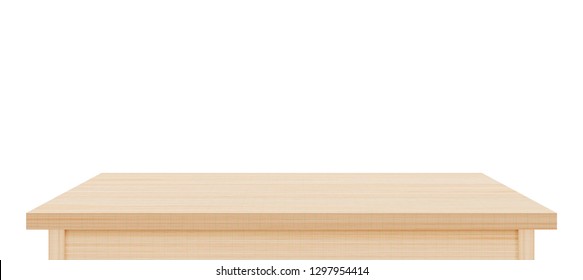 Brown wooden table top isolated on white background. Used for display or montage your products. - Shutterstock ID 1297954414