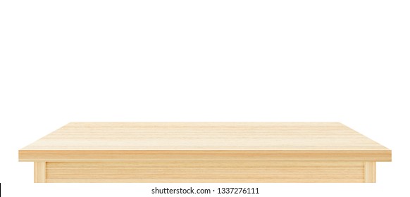 Brown wooden table top isolated on white background. Used for display or montage your products. - Shutterstock ID 1337276111