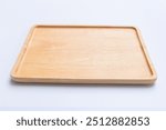 brown wooden tray isolated on white background