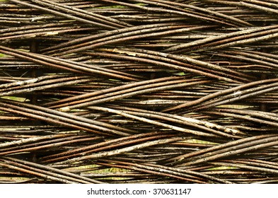 Brown Woven Wicker Willow Fence.