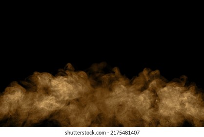 Brown-black dust powder explosion. The texture is abstract and splashes float. on a black background - Shutterstock ID 2175481407