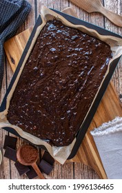 Brownie Batter On A Baking Sheet