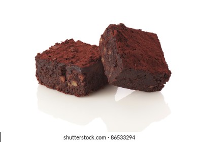 Brownie Cake Isolated On White Background