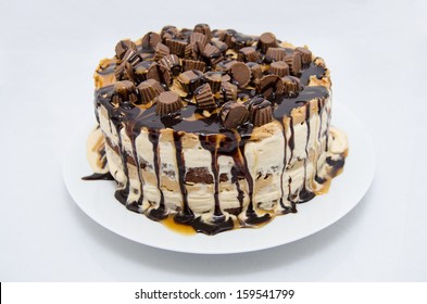 Brownie, Caramel, And Peanut Butter Ice Cream Cake