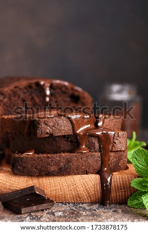 Similar – Chocolate brownie pieces on wooden background