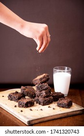 Brownies With Hand Sprinkling Cocoa Powder