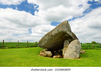 The Brownshill Dolmen, officially known as Kernanstown Cromlech, a magnificent megalithic granite capstone, weighing about 103 tonnes, located in County Carlow, Ireland