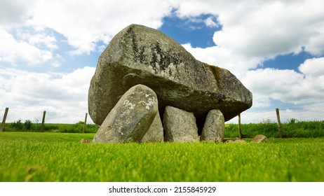 The Brownshill Dolmen, officially known as Kernanstown Cromlech, a magnificent megalithic granite capstone, weighing about 103 tonnes, located in County Carlow, Ireland