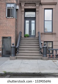 Brownstone Home Entrance Steps Banister