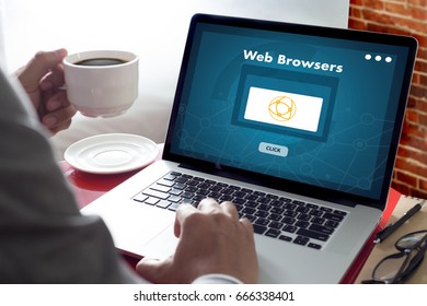 Browser Http Man Use Computer Web Browsers Online Networking Connection Technology Digital