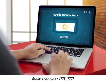 Browser Http Man Use Computer Web Browsers Online Networking Connection Technology Digital