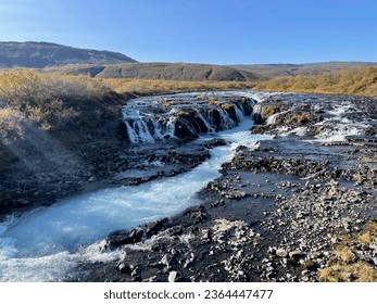 Bruarfoss Waterfall Iceland in Autmn