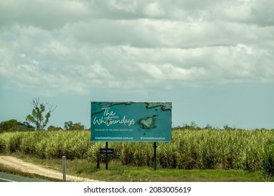 Bruce Highway Townsville To Mackay, Queensland, Australia - November 2021: Outdoor Advertising Billboard For The Whitsundays