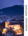 Bruck Castle by night - a beautiful landmark of Austria