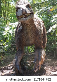 Brugelette, Belgium - August 2, 2018: A Replica Of An Utah Raptor.