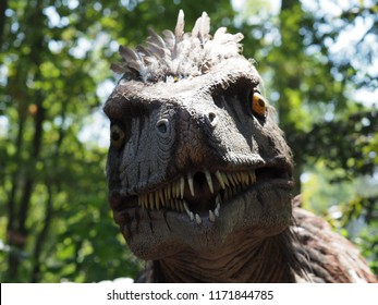 Brugelette, Belgium - August 2, 2018: A Replica Of An Utah Raptor.