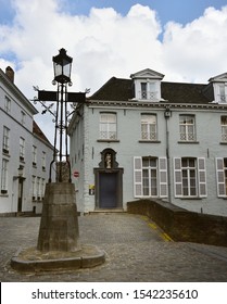 Bruges, Belgium - 29th April 19:streetlight On Canal Bridge