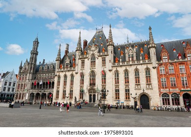 BRUGES, BELGIUM- JUNE 02, 2014: Bruges town hall, West Flanders, Belgium