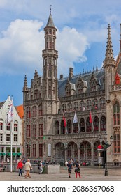 Bruges, Belgium - June 02, 2014: The building of the Historical Museum on the market square in Bruges