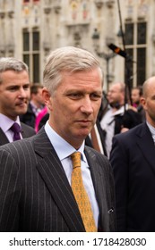 Bruges, Belgium October 25, 2013: Joyous Entry King Philippe And Queen Mathilde Of Belgium In Bruges.