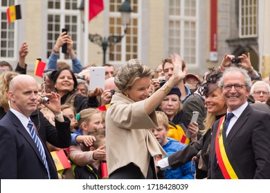 Bruges, Belgium October 25, 2013: Joyous Entry King Philippe And Queen Mathilde Of Belgium In Bruges.