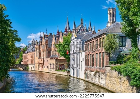 Bruges, Belgium, traditional houses on the  canal of the old town