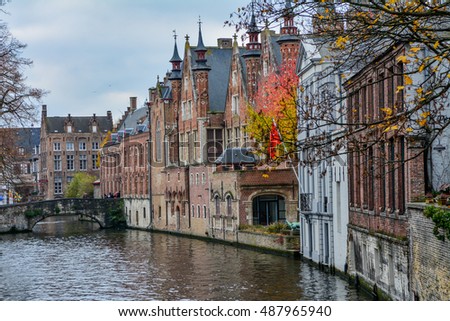 bruges december 1 2013 medieval style buildings near the market place grote