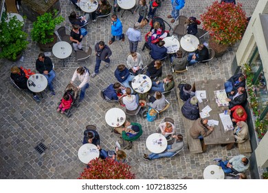 Brugge  Belgium People Restaurant Drinking Together Busy Terrace