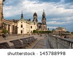 Bruhl Terrasse in Dresden under dramatic sky