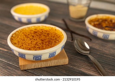 Crème Brulee Flambéed With Sugar