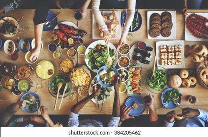 Brunch Choice Crowd Dining Food Options Eating Concept - Shutterstock ID 384205462
