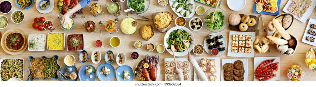 Brunch Choice Crowd Dining Food Options Eating Concept - Shutterstock ID 393632884
