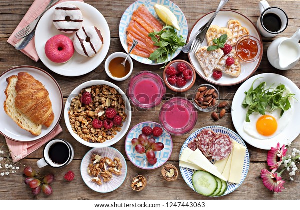 Brunch Family Breakfast Brunch Set Served Stock Photo (Edit Now) 1247443063