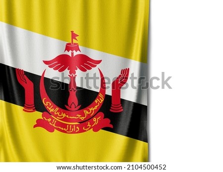 Brunei flag isolated on white background. Close up of the Brunei flag. flag symbols of Bruneian.
