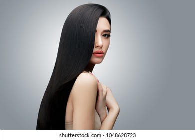 Brunette Asian Girl With Long Straight Hair