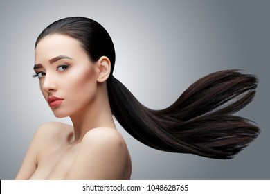 Brunette Asian Girl With Long Straight Hair