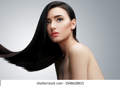 Brunette Asian Girl With Long Straight Hair