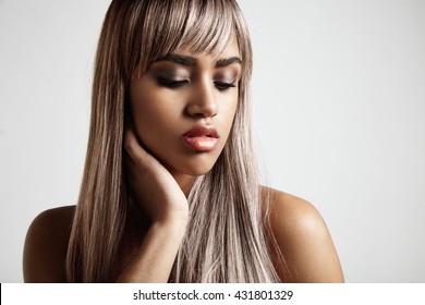 Brunette Black Woman With A Straight Hair