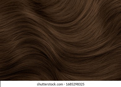 Brunette or brown hair. Female long dark hair in black. Beautifully laid curls. Closeup texture in a dark key. Hairdressing, hair care and coloring. Shading gray hair. Background with copy space. - Shutterstock ID 1685298325