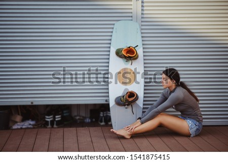 Similar – Beautiful women having fun in a surf class