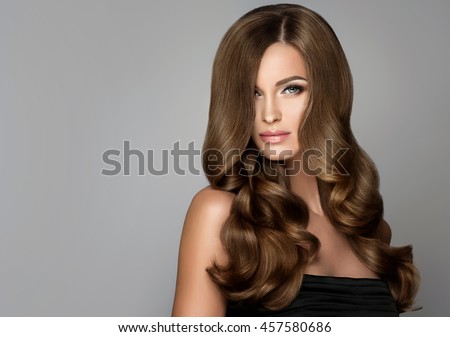 Brunette Girl Long Shiny Wavy Hair Stock Photo (Edit Now 