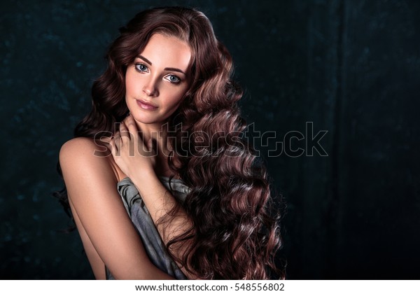 Brunette Girl Long Shiny Wavy Hair Stock Photo Edit Now 548556802