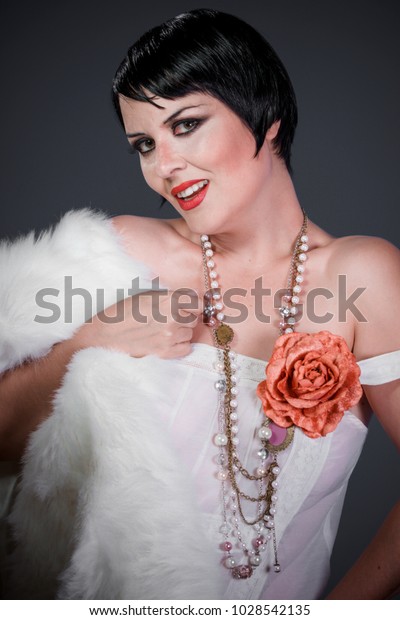 Brunette Girl Short Hair French Mane Stock Photo Edit Now 1028542135