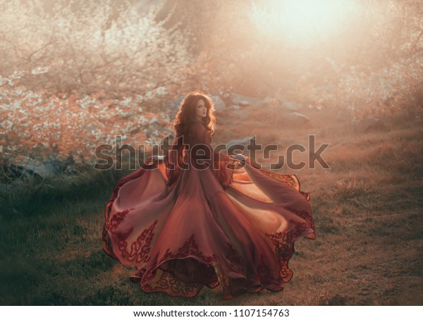 Brunette Girl Wavy Thick Hair Runs Stock Photo Edit Now 1107154763