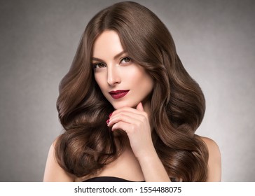 Brunette hair woman beauty hairstyle close up beauty hair - Shutterstock ID 1554488075